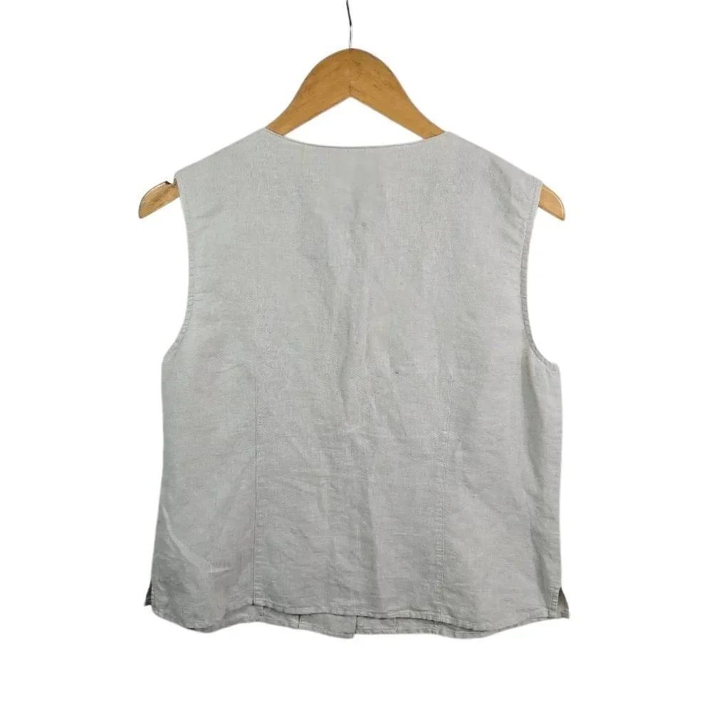 Casual Corner Annex Light Beige Sleeveless Button‑Down Vest Size M - Picture 2 of 11